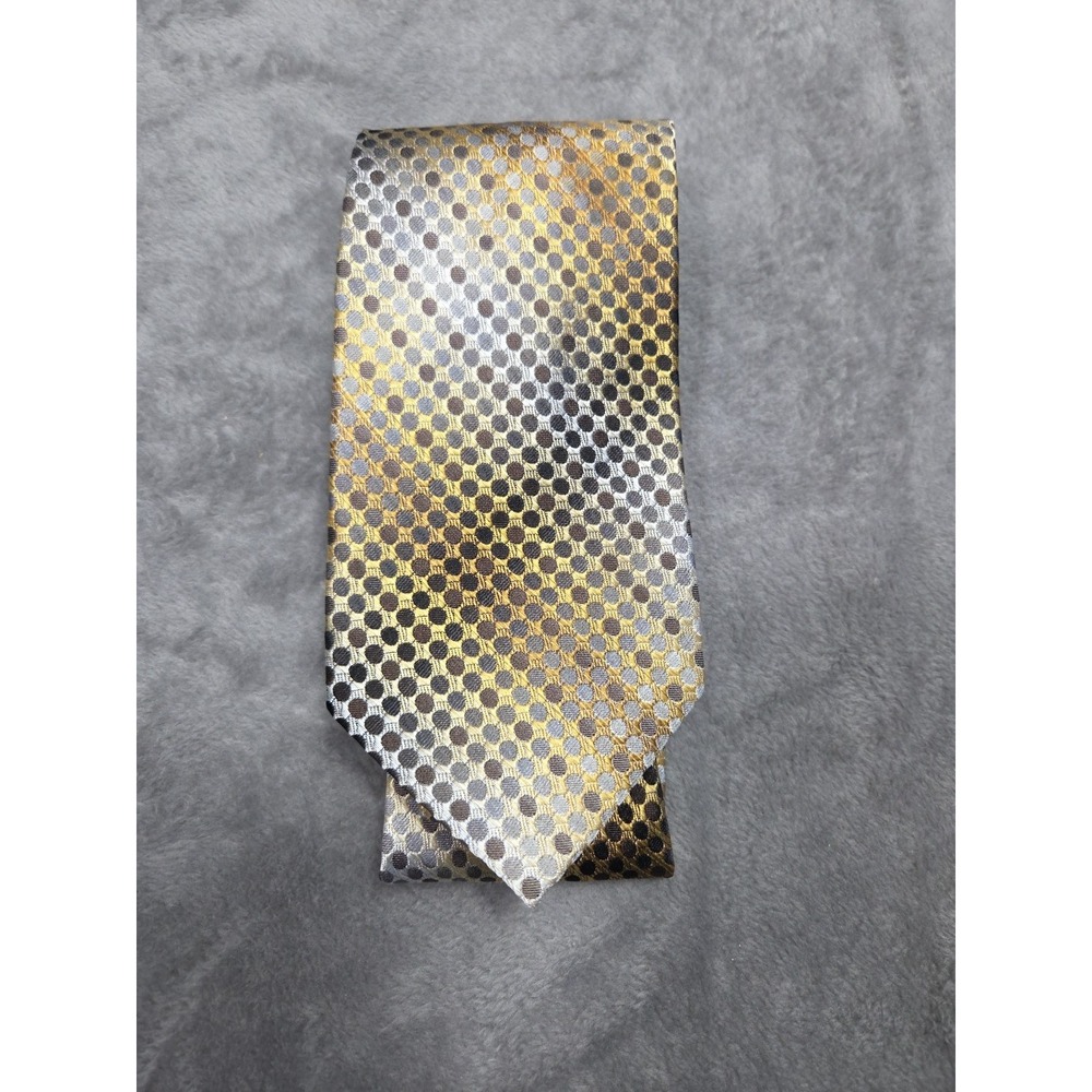 Vintage Silk Tie Gold Silver Classic Classy Professional Retro Style‎ CEO